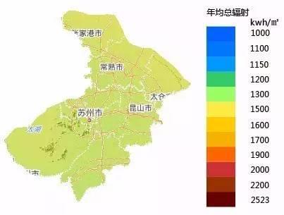 资源地图丨江苏省及各市太阳能资源分布图图片