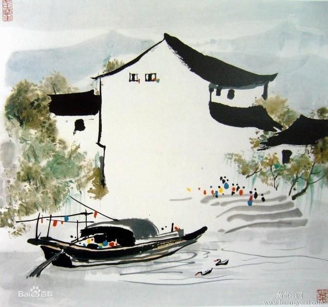 吴冠中笔下的江南水乡有多么美,看看你就知道了!