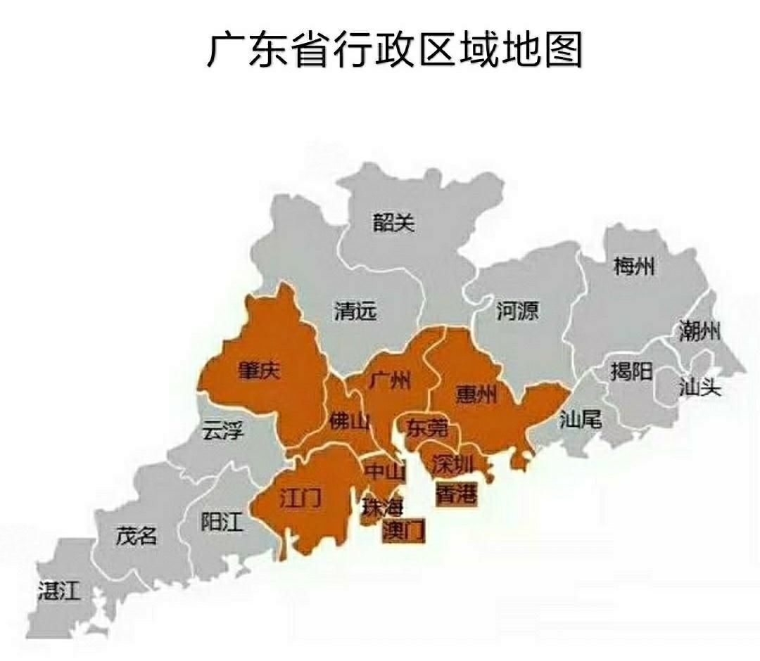 从广东省行政区域地图不难看出,江门是广东珠三角城市群组成部分之一.图片