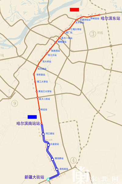 哈尔滨地铁1号线三期工程预计年底通车运行