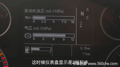 此时仪表盘会显示2挡起步.