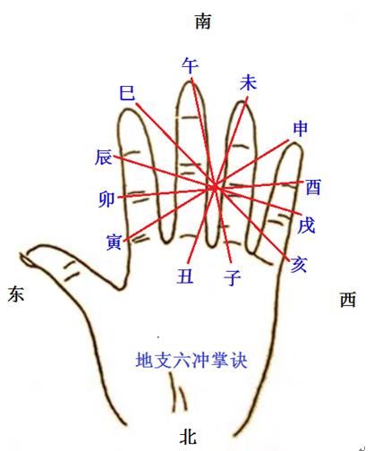 八字十二生肖十二地支掌诀图