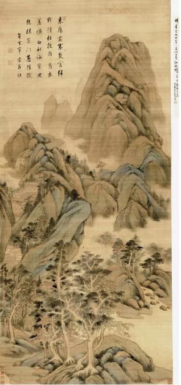 4(明)董其昌《青山红树图》,绢本设色,纵 187.5 厘米,横 85.