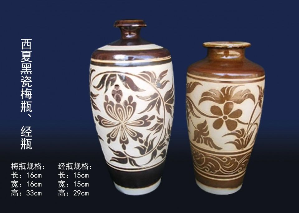 图为李五奎复活的西夏黑瓷梅瓶,经瓶.