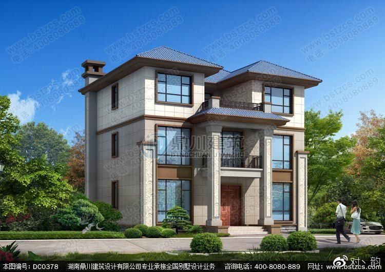 新中式三层带露台彩色别墅v彩色效果图及户型农村图住南方吗别墅a彩色图片