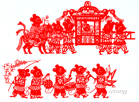 通过嫁女以绝鼠患的想法,还常常出现在民间剪花娘子的主题剪纸《老鼠