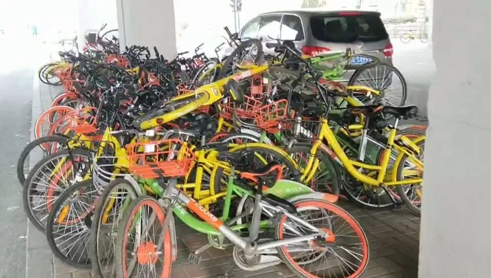 怎么回事?立交桥下有人乱扔共享单车!堆积如山