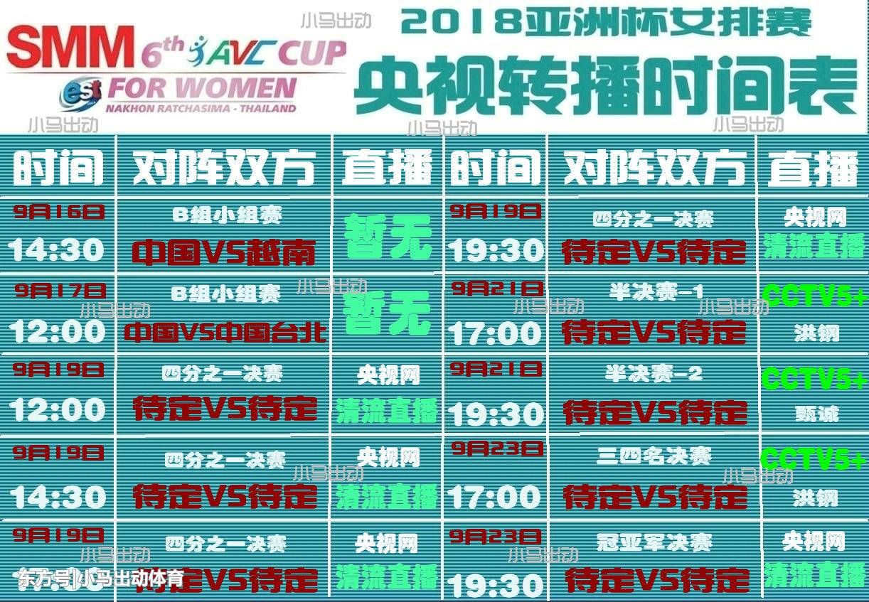 女排亚洲杯明天开战,央视直播时间表出炉,中国