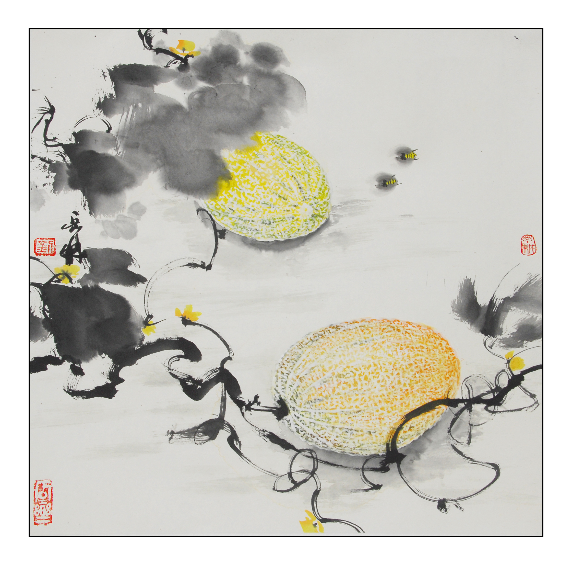 中国独树一帜名家——刘岳林画哈密瓜