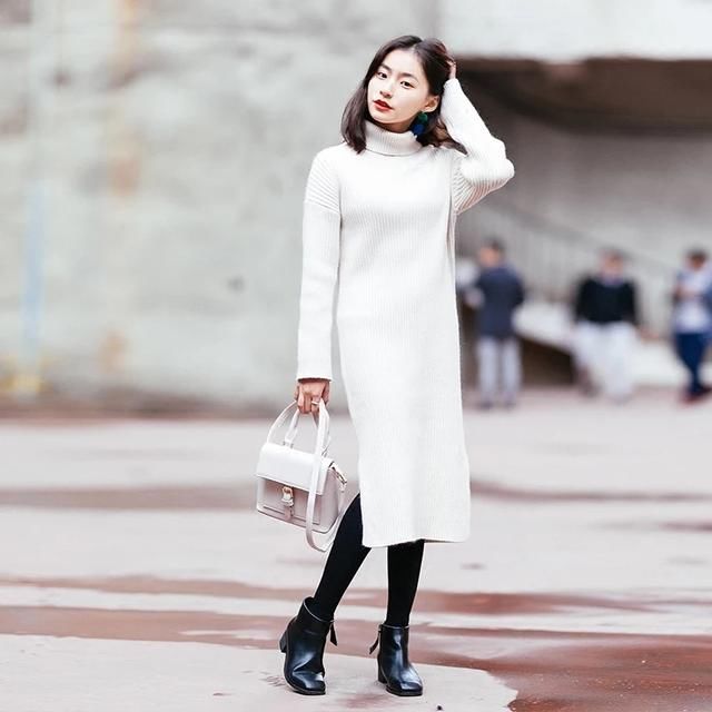 适合小个子穿的中长款毛衣