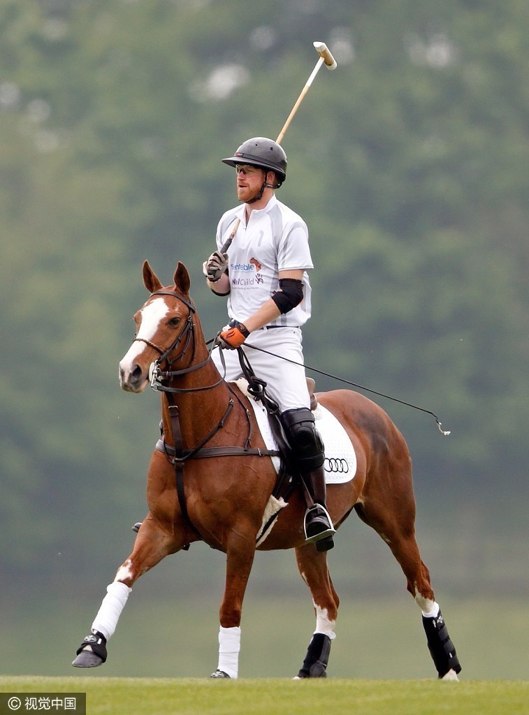 哈里王子打马球英姿飒爽 策马奔腾身手矫健