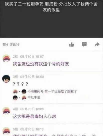 女大学生买20粒避孕药磨成粉,分批放入室友的