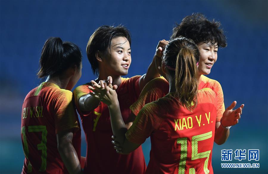 女足中国队5比0胜泰国队