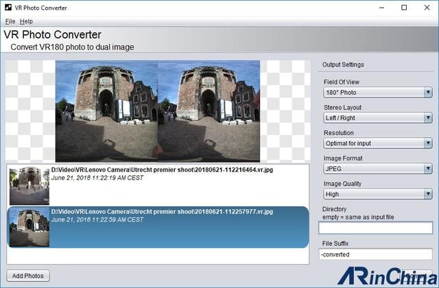 VR照片转换器可将VR 180照片添加到VR视频