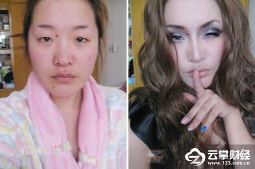 每日笑话:女生化妆前后对比图