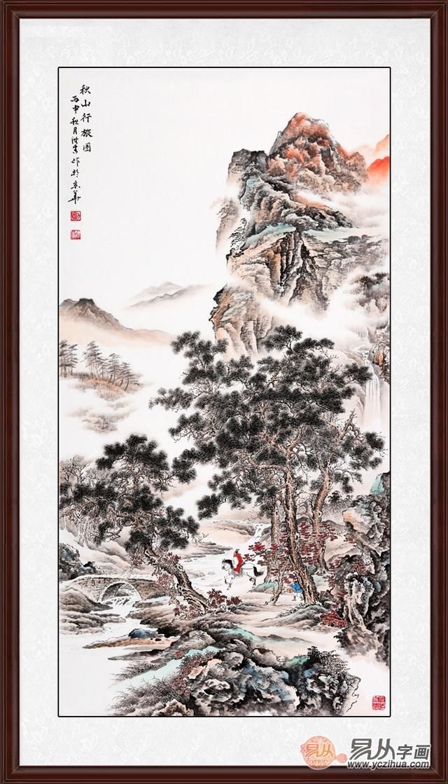 玄关柜上摆放什么字画合适?国画山水画装饰风