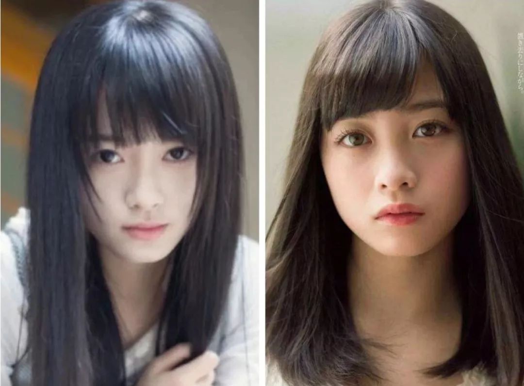 像鞠婧祎(早期)和桥本这样圆圆脸的女生,自然会受到追捧,脸部线条柔滑