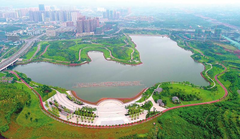 航拍仁寿城市湿地公园一角 航拍仁寿城市湿地公园一角