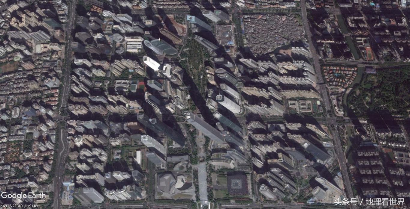 广州天河中央商务区18年变化高清特写卫星地图