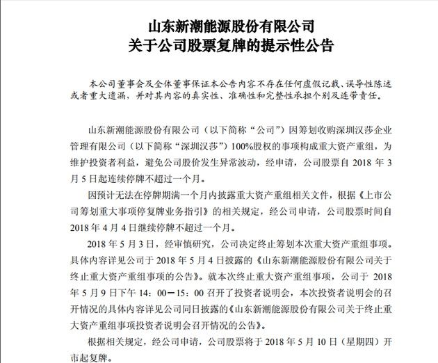 终止重组,新潮能源上演天地板 日内振幅高达