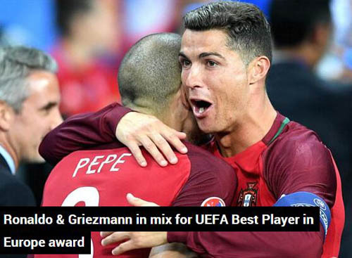 欧足联宣布赛季最佳球员候选 C罗梅西领10巨