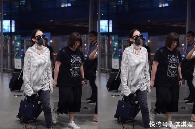 39岁陈乔恩又胖了!穿宽花衫搭牛仔裤显矮臃肿