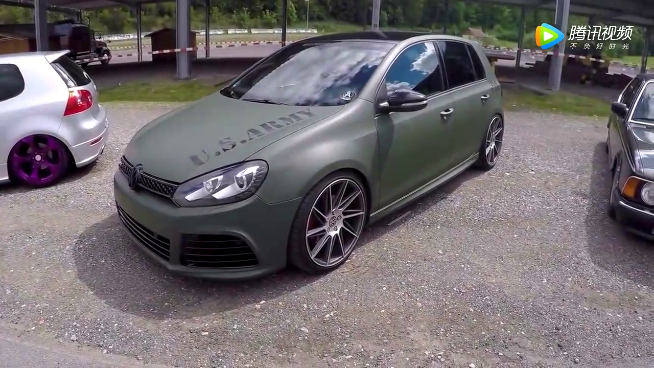 大众高尔夫gti 6改装车 亚光绿色小钢炮