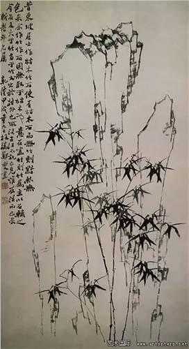 郑燮《竹石图》,纸本墨笔,217.4x120厘米,上海博物馆藏