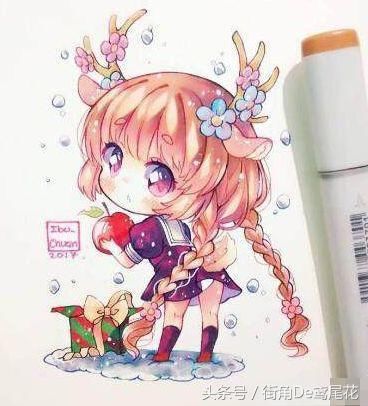 十二星座专属马克笔手绘,天秤座美少女战士,白