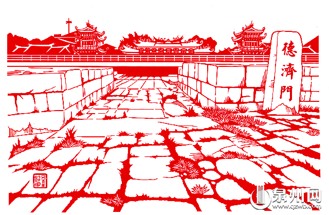 黄曦农水彩画《天后宫大殿》