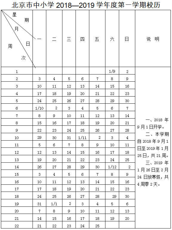 定了!北京中小学2018-2019学年校历公布,寒暑