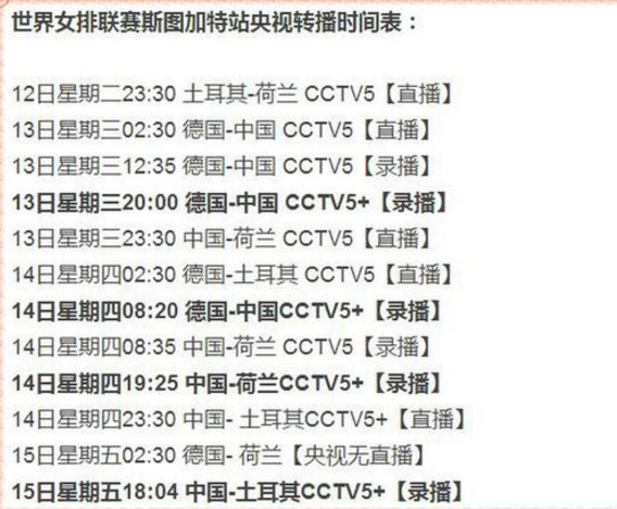 世界女排联赛今天重燃战火,央视直播时间表,最