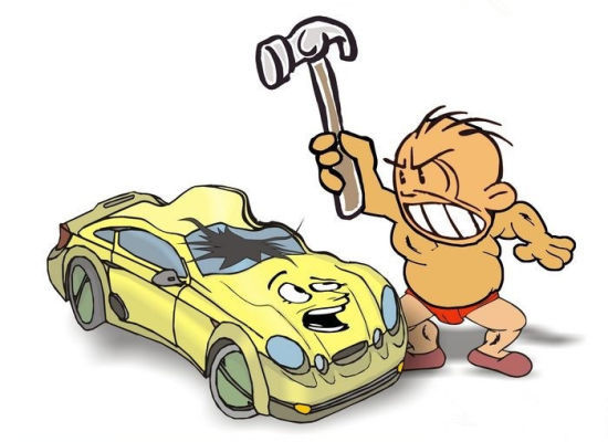 砸车漫画