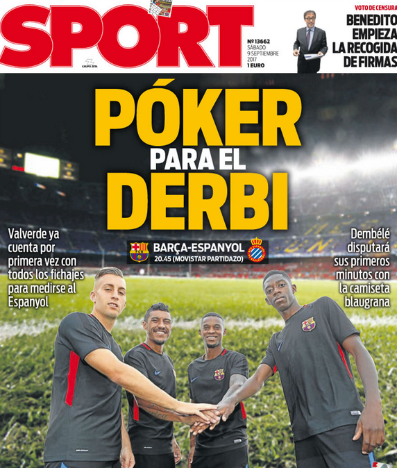 9月10日西甲直播:巴萨VS西班牙人 登贝莱或迎