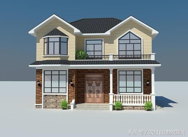 12X11米二层农村小别墅,施工简单,外观很吊,老