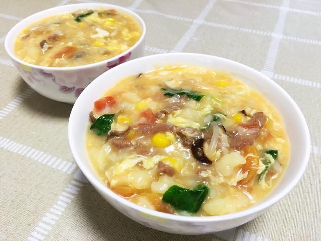 美味营养的面疙瘩汤,不用揉面,不用发面,孩子说