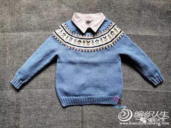 蓝精灵:适合0-3岁的儿童棒针圆肩提花毛衣(附编