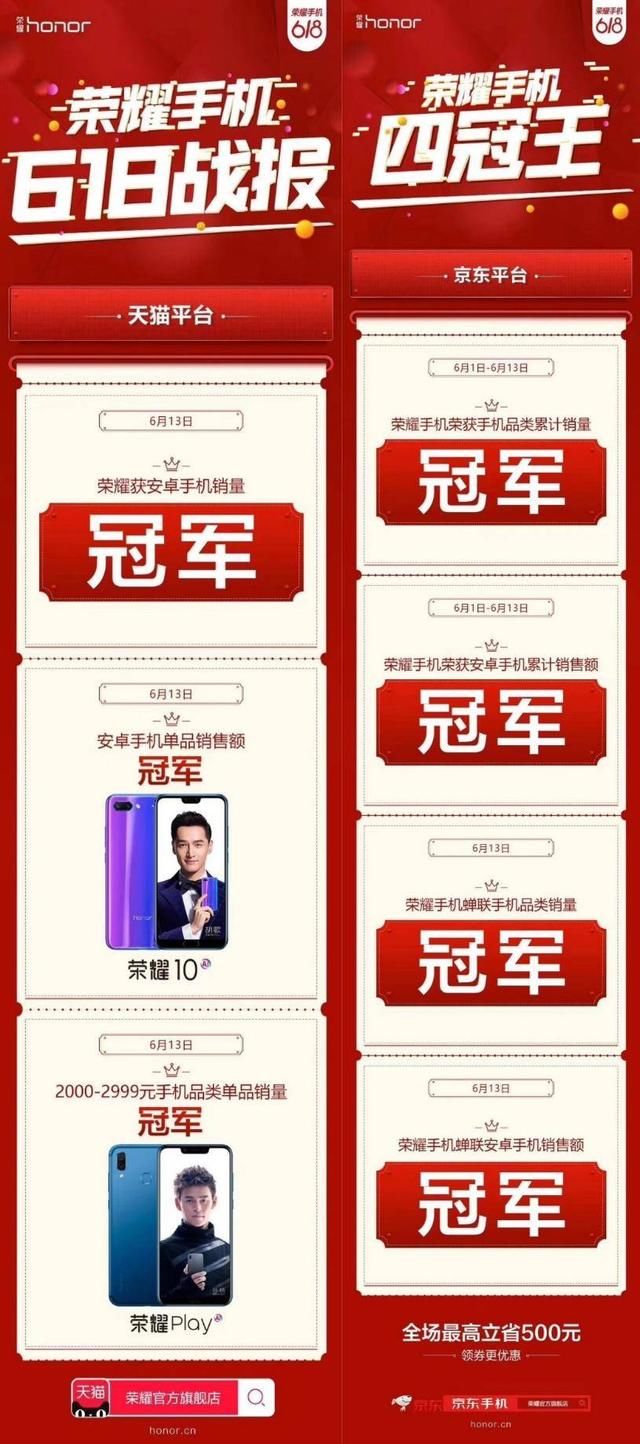 618京东手机实时销售榜:荣耀手机实力碾压小米