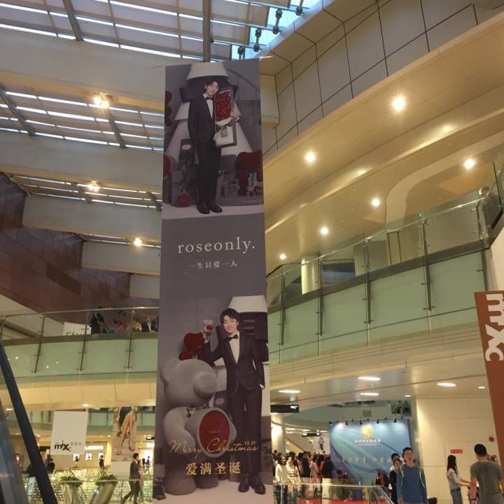 [王俊凯][新闻]171202 roseonly投入广告 王俊凯巨幅海报现身商场
