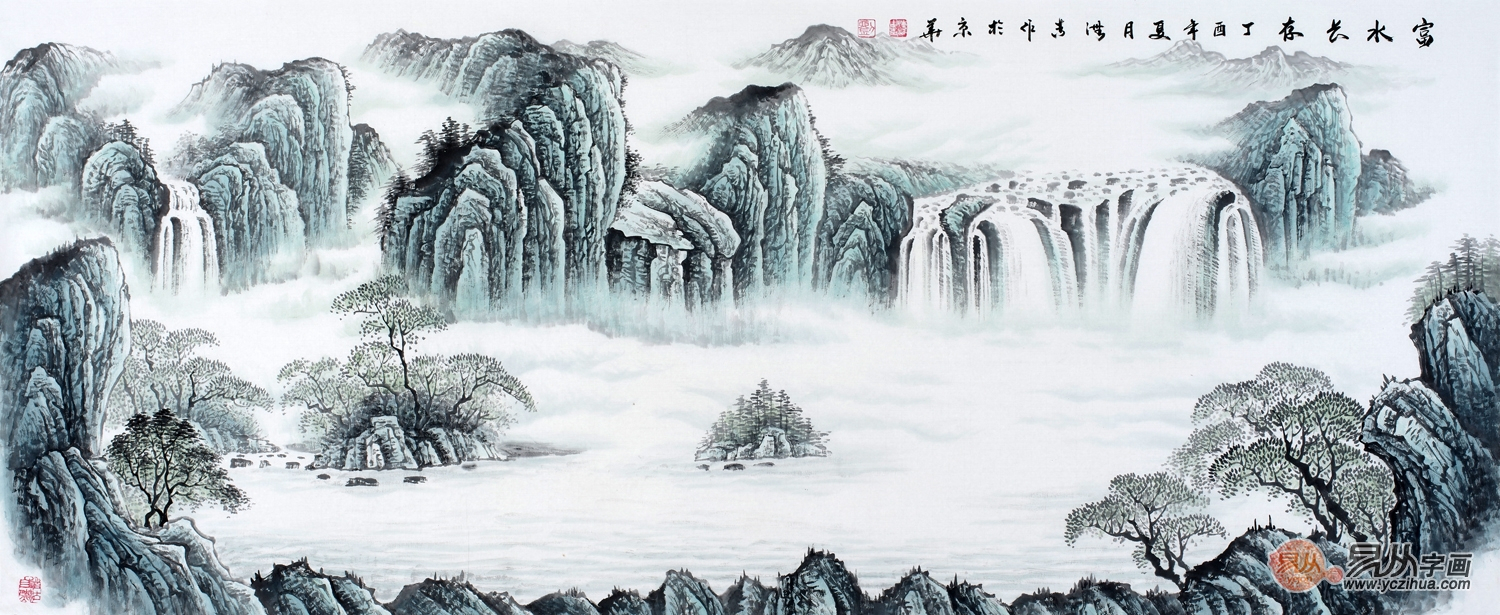 客厅背景画风水 山水画装饰风水财运旺