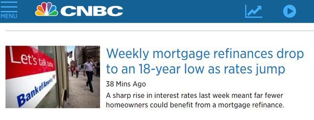 利息大涨,美房屋再贷款率跌至18年新低!全球房