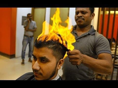 印度小伙发明烧头理发方式成为开挂民族新潮流