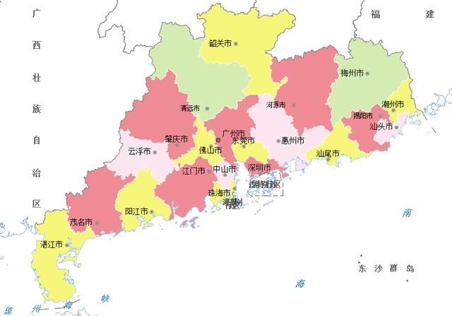 广东各市排名:广州市人口最多,清远市面积最大