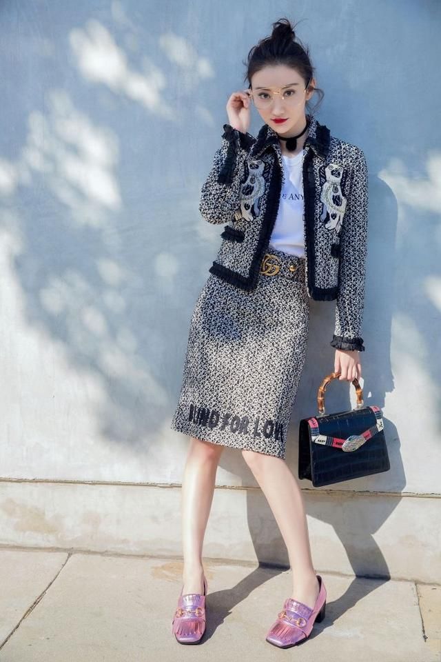 167景甜撞衫172古力娜扎,身高相差5cm,画面竟