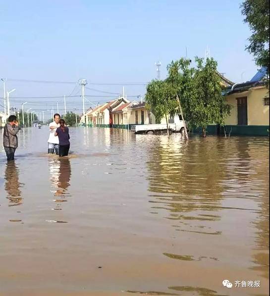 21日下午，记者来到寿光市营里镇东北河村探访，发现村里还是被水淹着。
