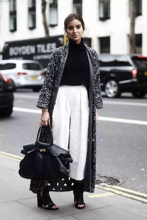 范冰冰用风衣搭配大脚裤好显瘦, 阔腿裤怎么穿