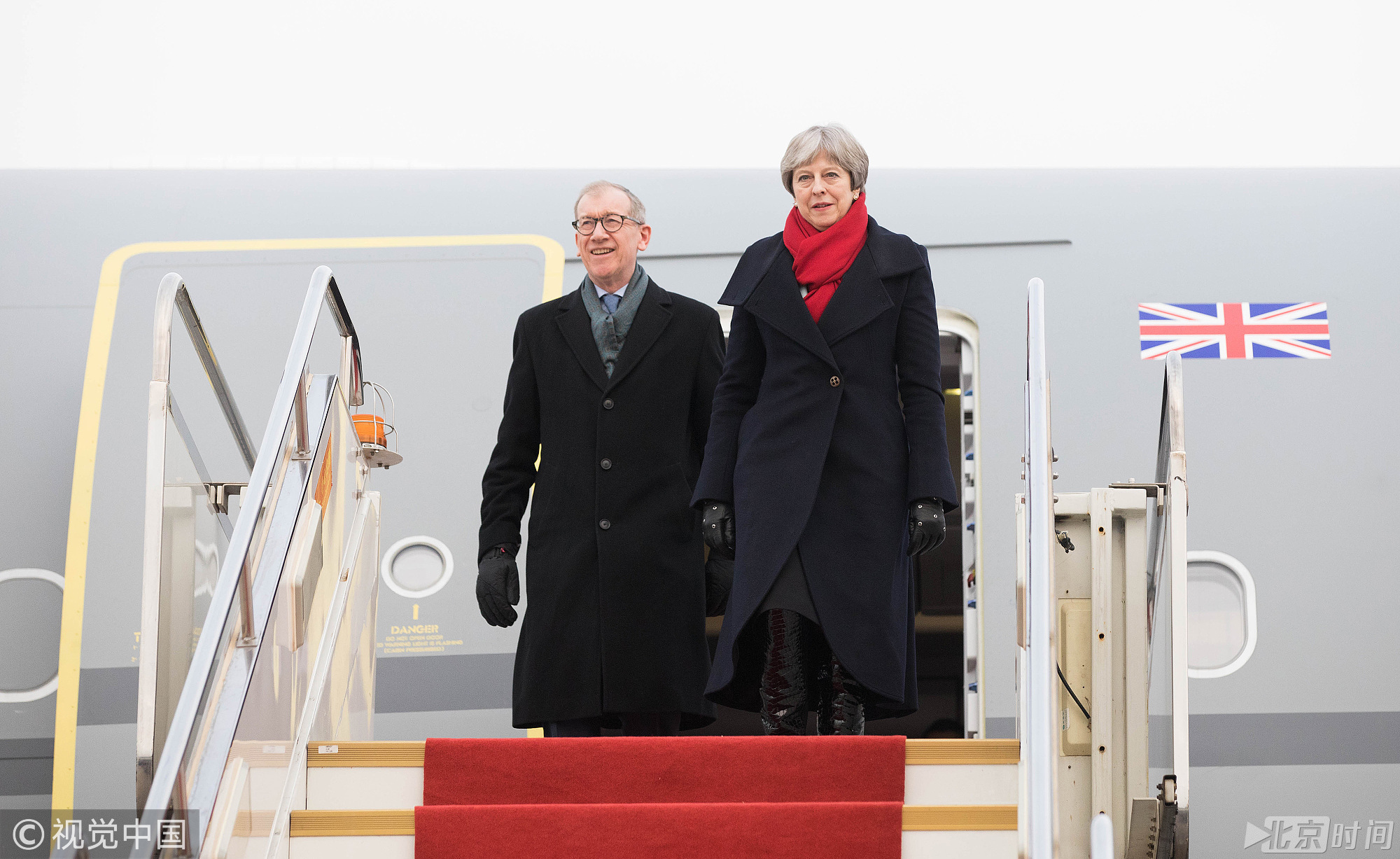 2018年1月31日,武汉,英国首相特蕾莎·梅抵达武汉机场,开始访华