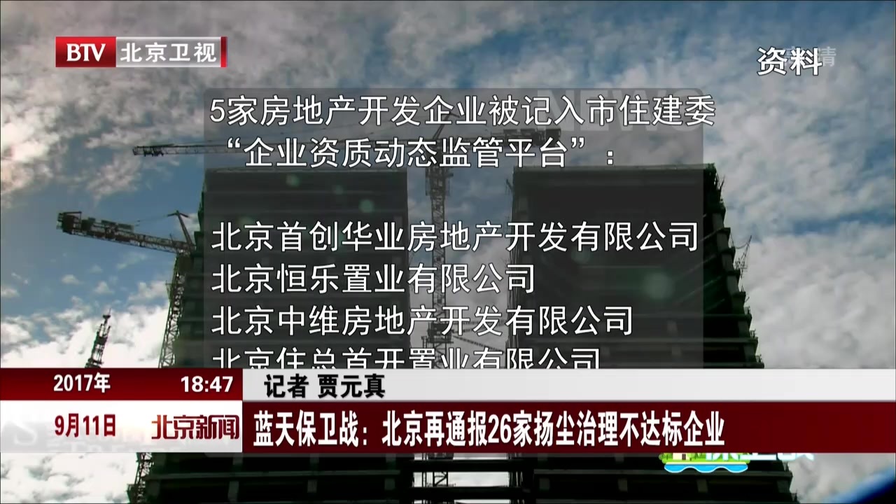 蓝天保卫战:北京再通报26家扬尘治理不达标企业 蓝天保卫战:北京再通报26家扬尘治理不达标企业
