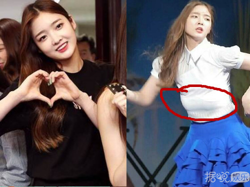 劲歌热舞,不过成员恩真却被发现,似乎跳舞动作太大,"胸部居然掉下来"