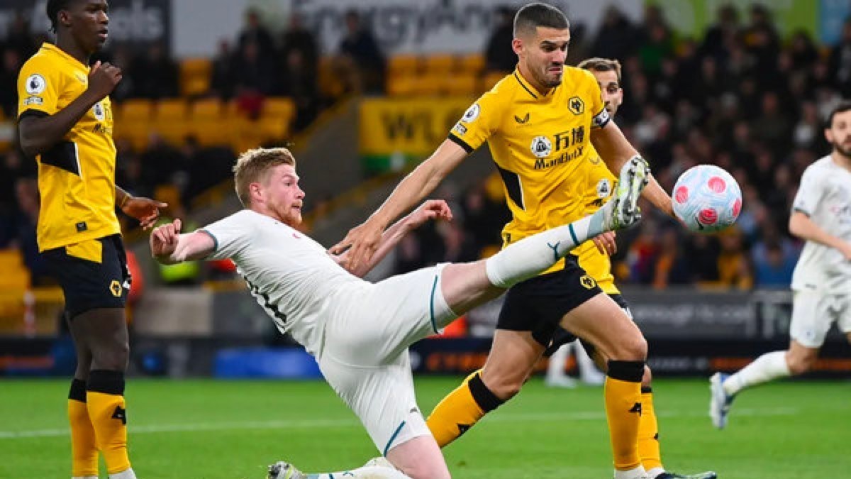 德布劳内大四喜 曼城客场5-1横扫狼队